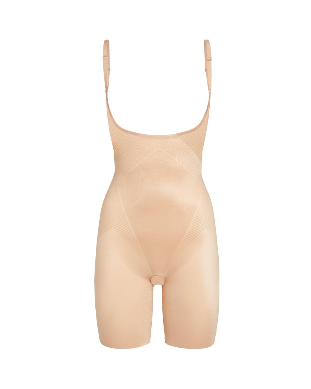 Spanx White Shape Invisible Open-Bust Mid-Thigh Bodysuit