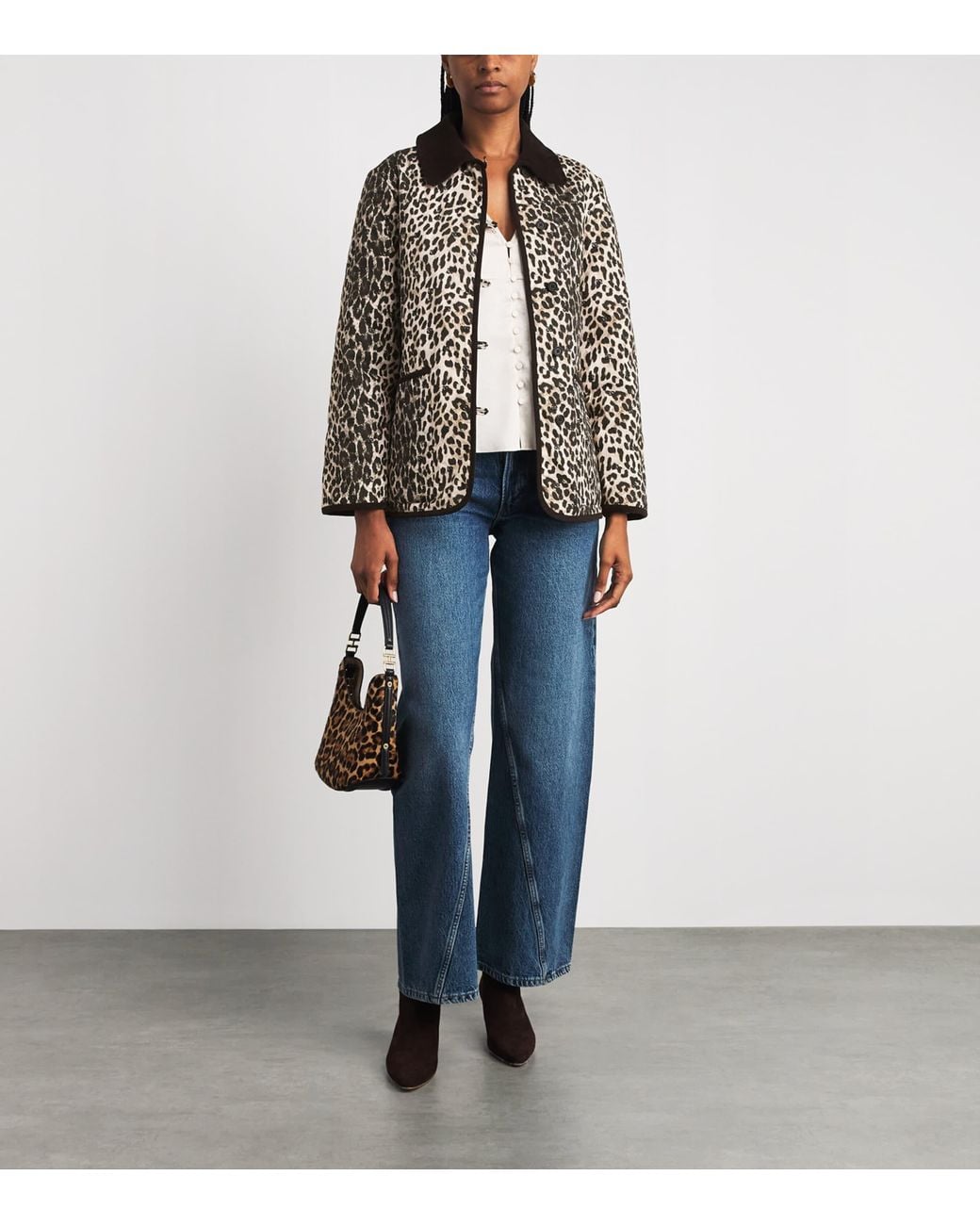 Rixo Black Cotton Leopard Earla Quilted Jacket