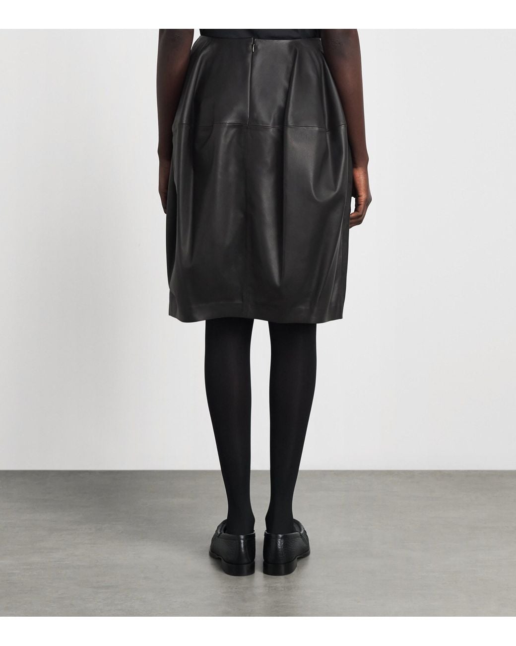 Totême Gray Leather Midi Skirt