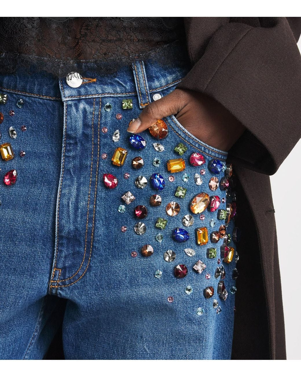 Stella McCartney Blue Embellished Straight Jeans