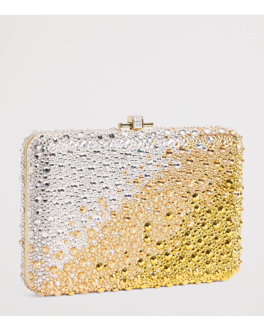 Judith Leiber Metallic Slim Slide Gradient Caviar Clutch Bag