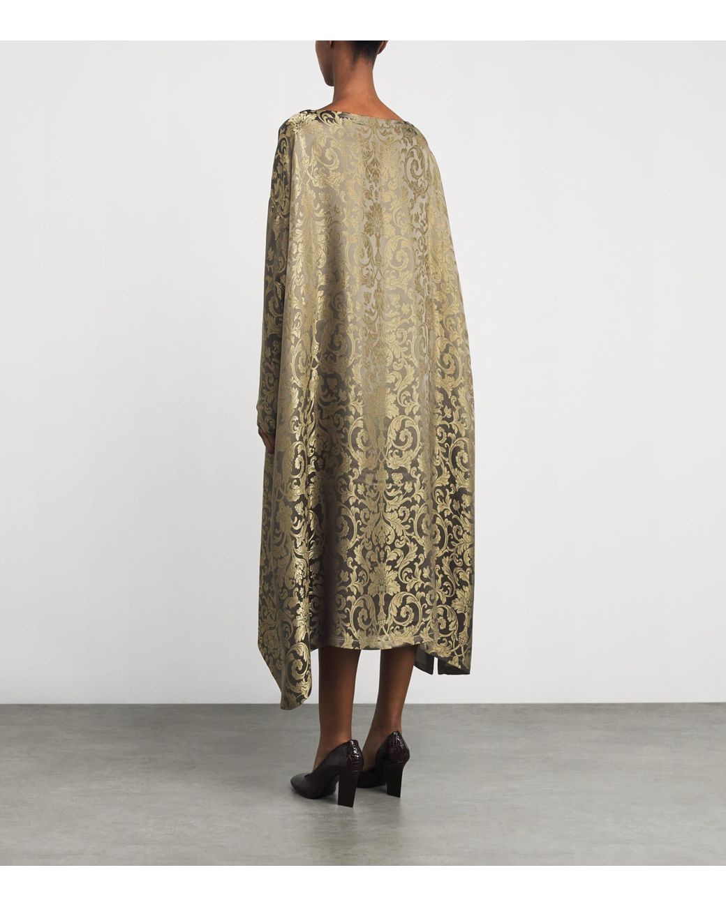 Eskandar Natural Metallic Jacquard Midi Dress