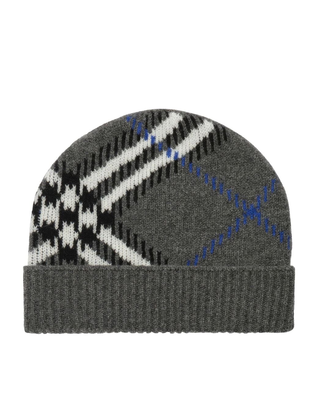Burberry Black Cashmere-Blend Check Beanie for men