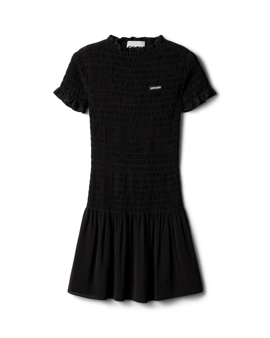 Miu Miu Black Georgette Shirred Mini Dress