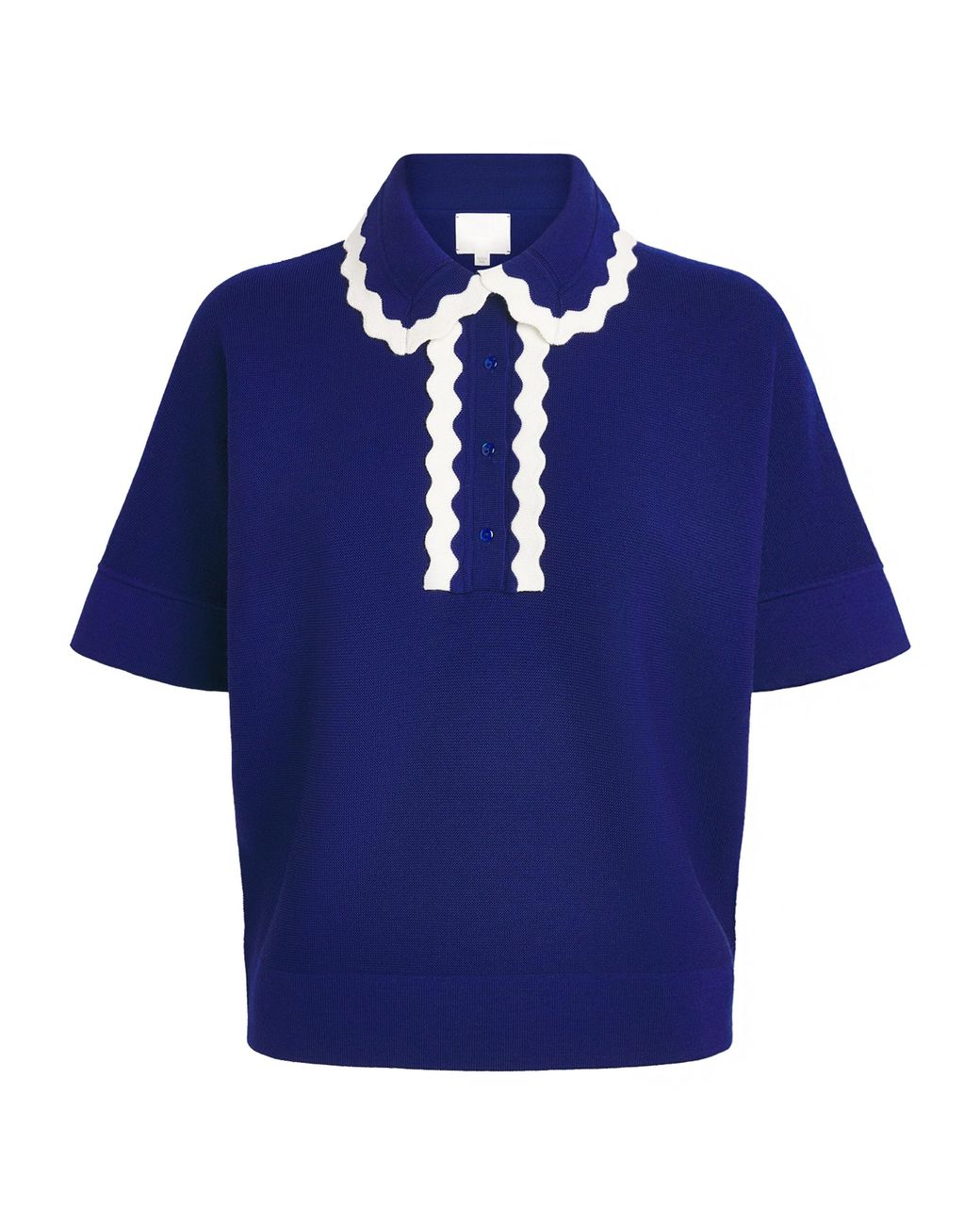 Molli Blue Virgin Wool Scalloped-Collar Sweater