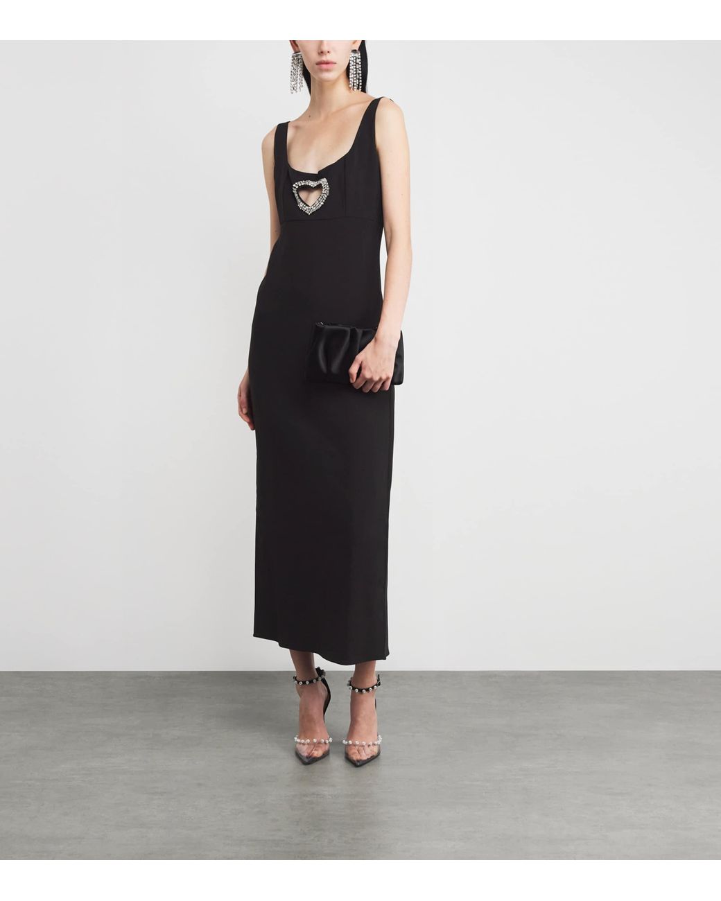 Sandro Embellished Heart Maxi Dress in Black | Lyst