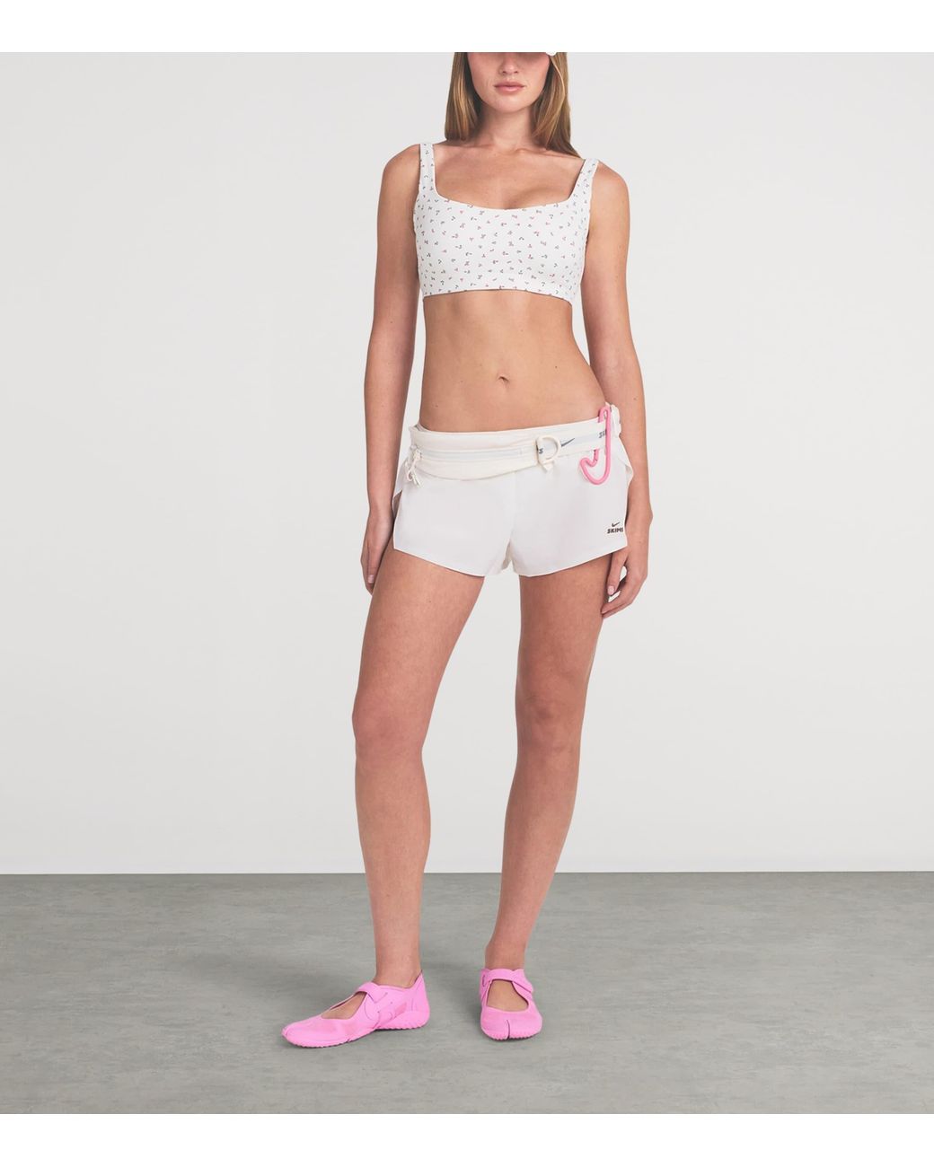 NikeSKIMS White Floral Scoop Sports Bra