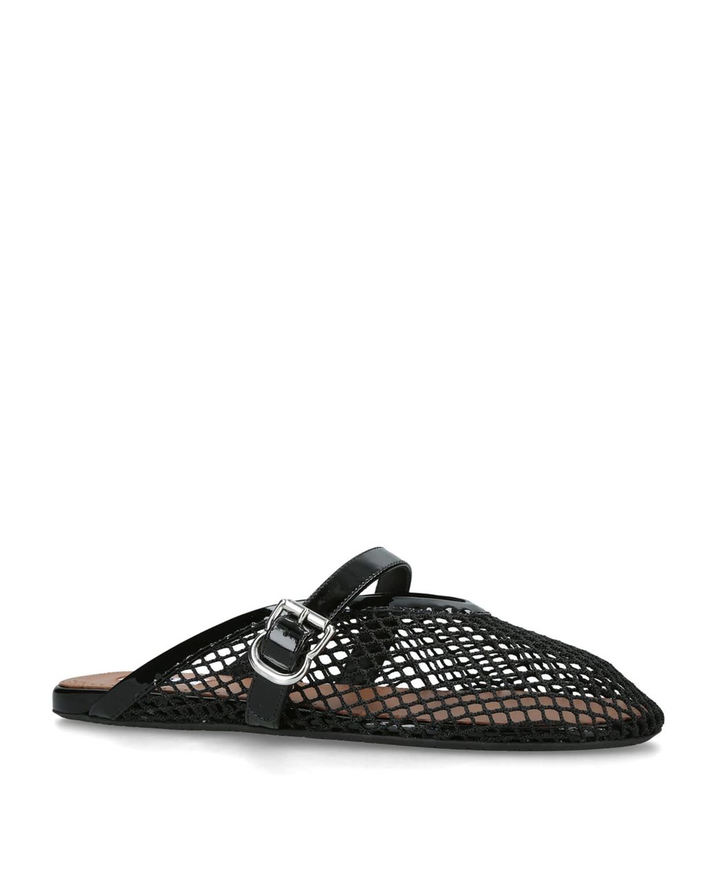 Alaïa Black Patent Leather Fishnet Mules