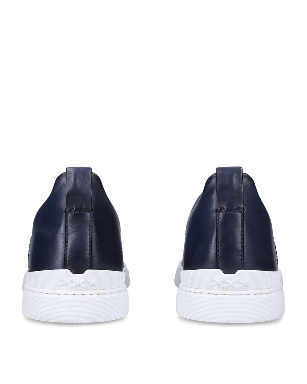 Zegna Blue Crocodile Leather Triple Stitch Sneakers for men