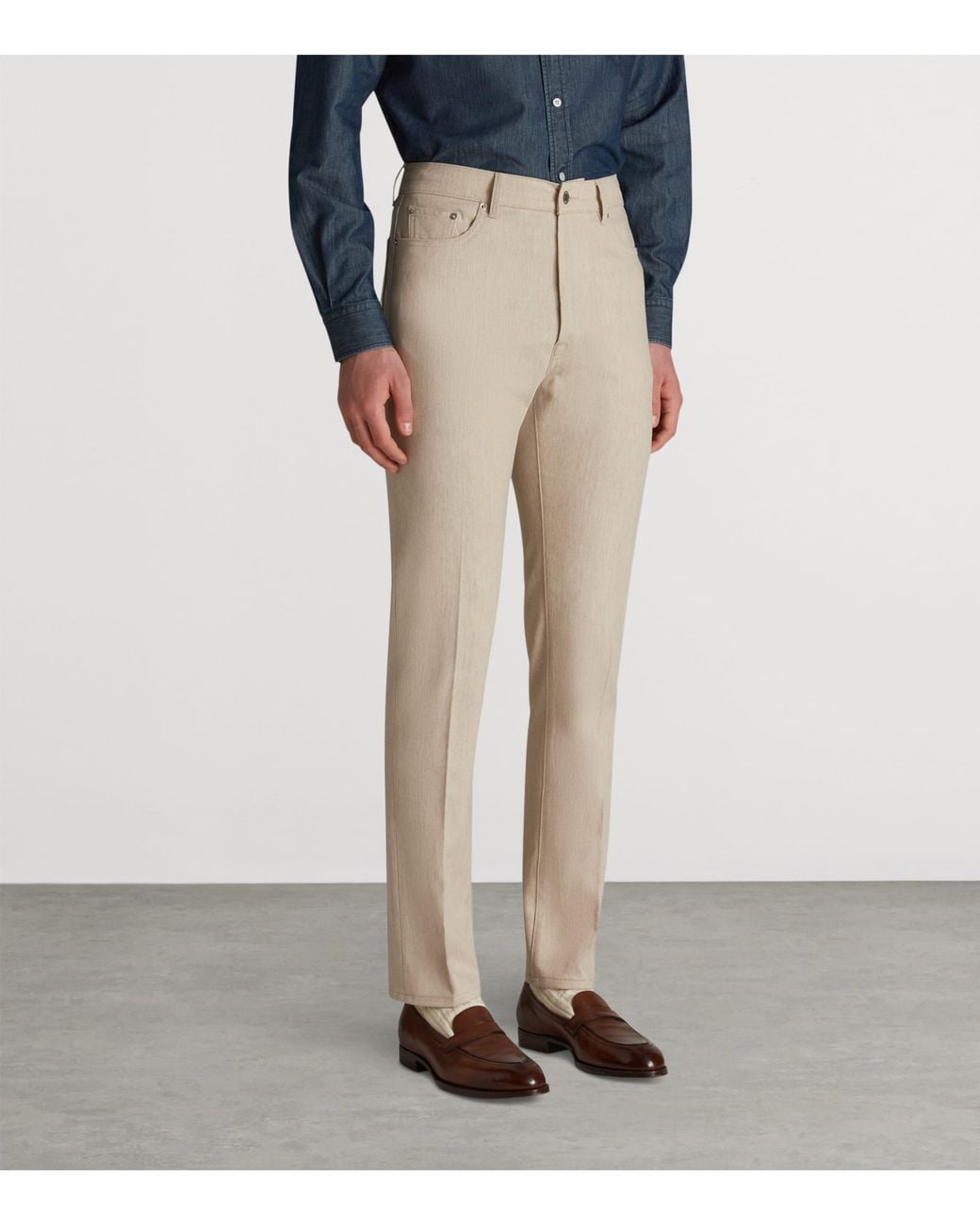 Dunhill Natural Wool-Blend Denim Trousers for men