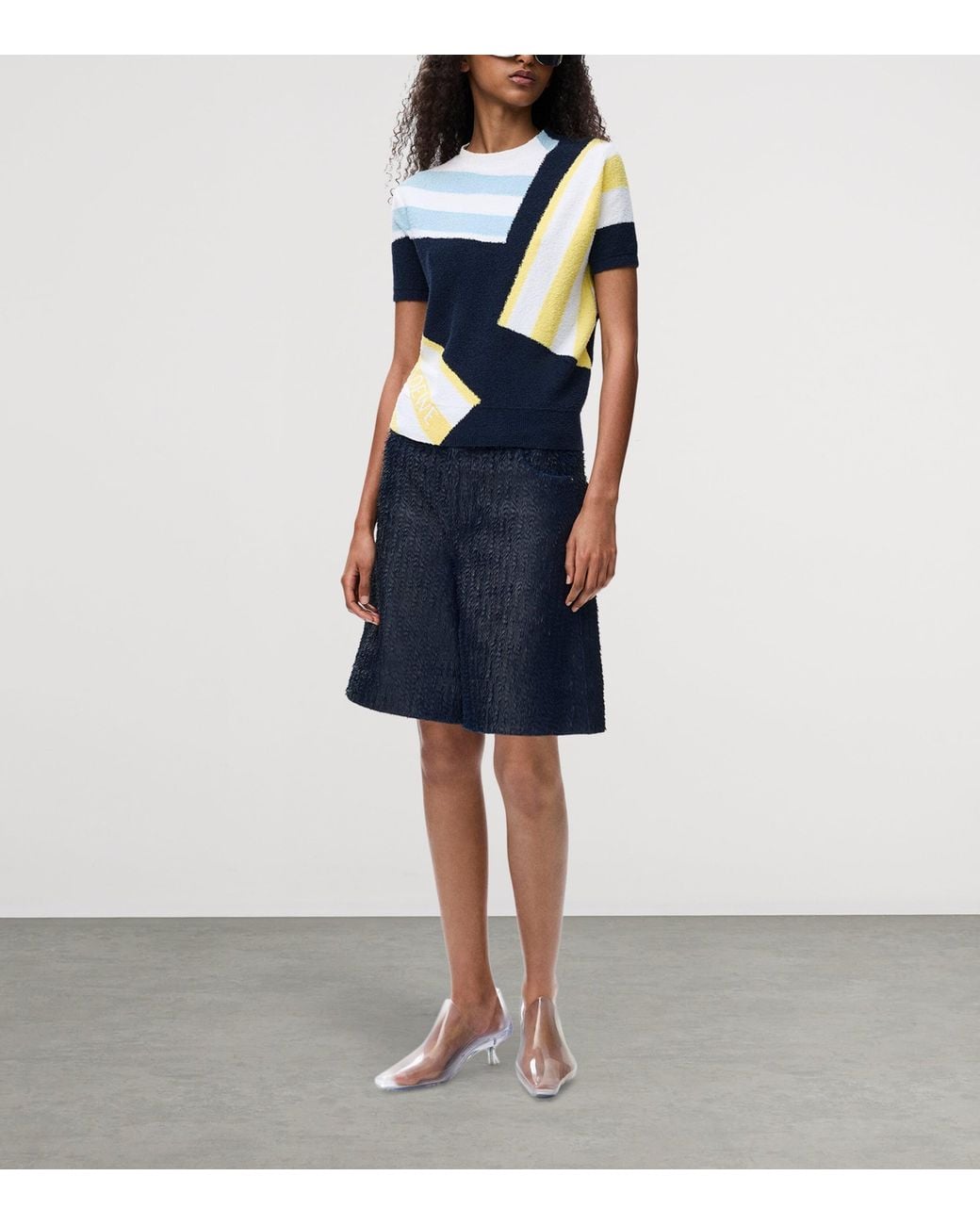 Loewe Blue Leather Feather Shorts