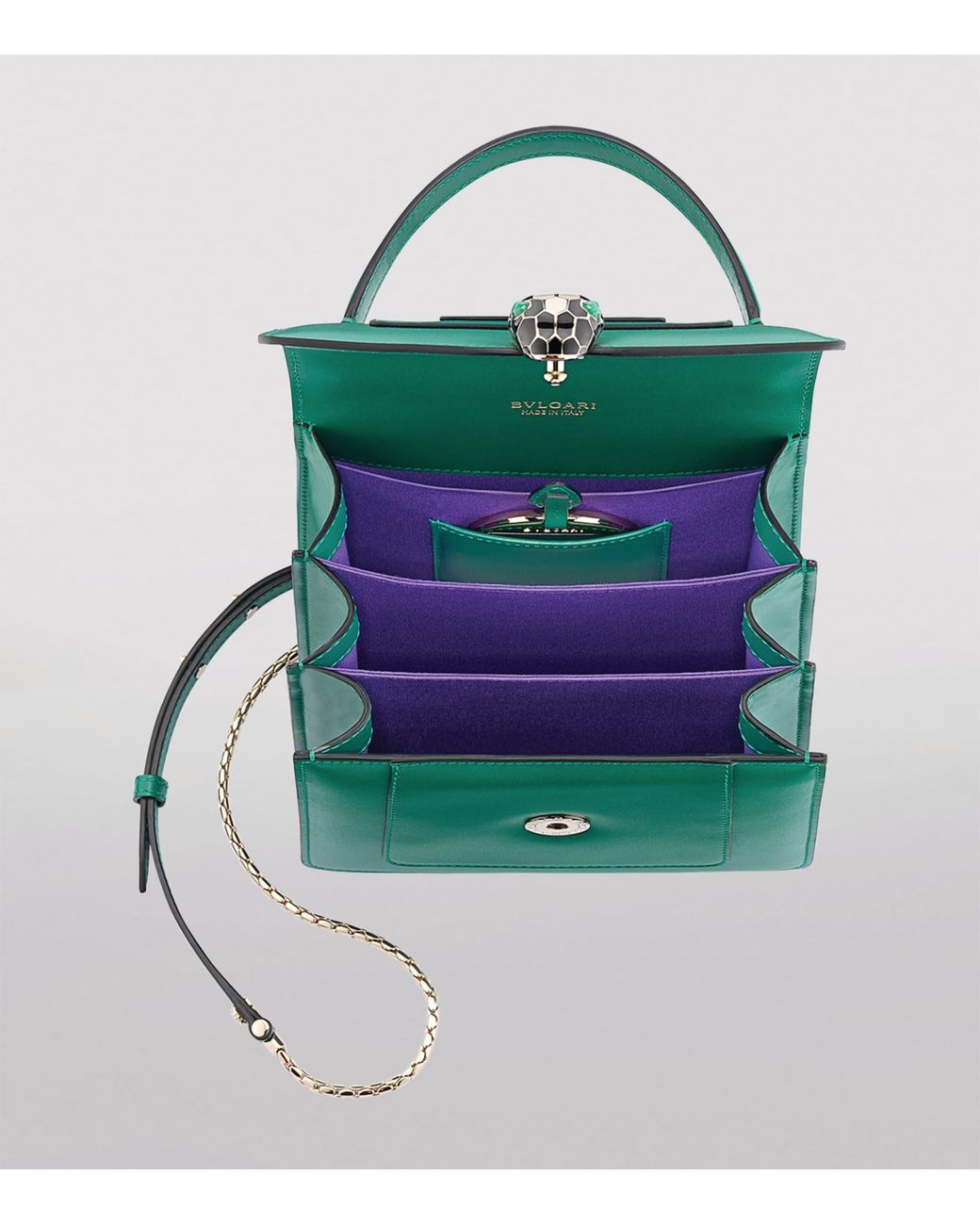 BVLGARI Green Leather Serpenti Forever Top-Handle Bag