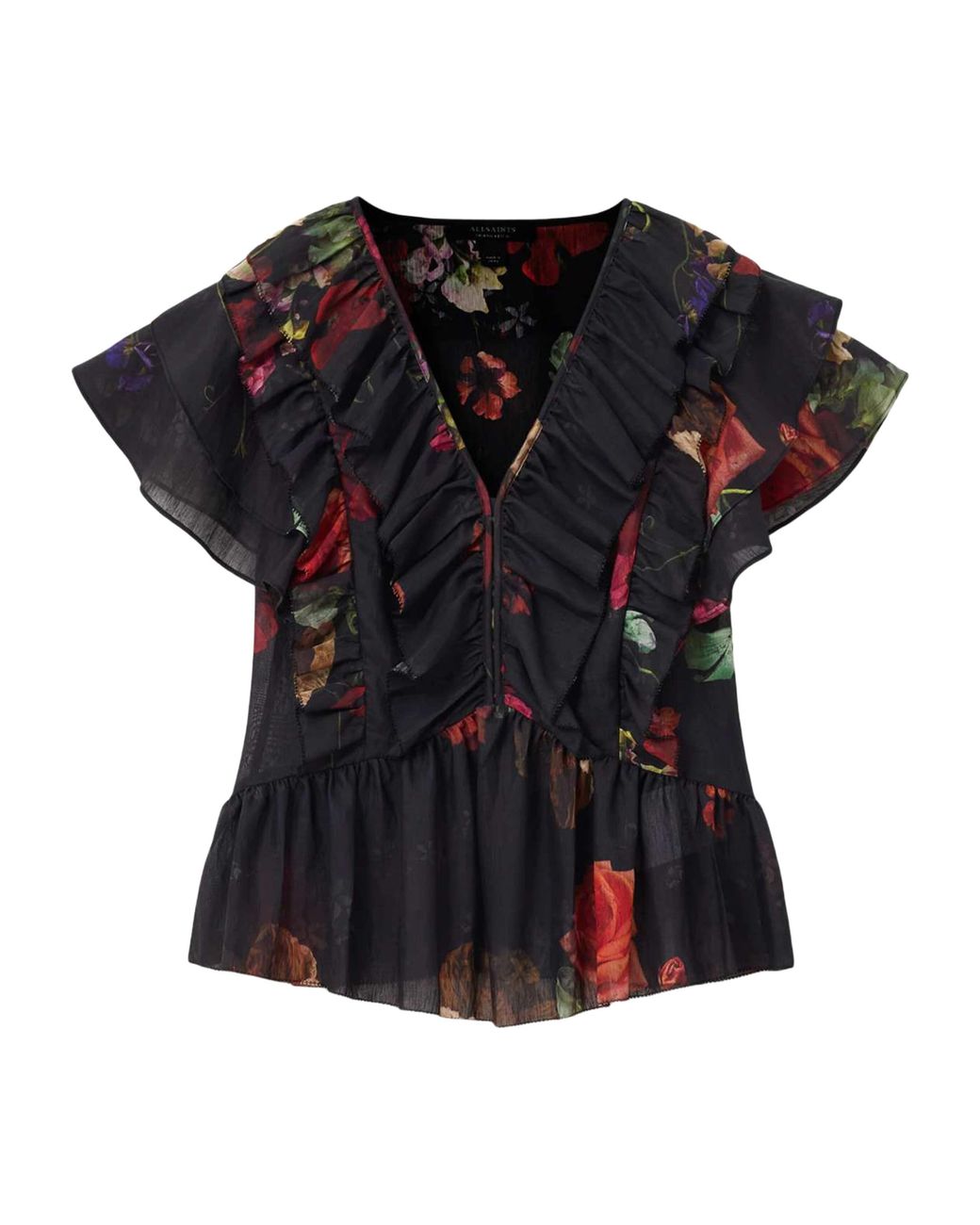 AllSaints Black Floral Alma Top