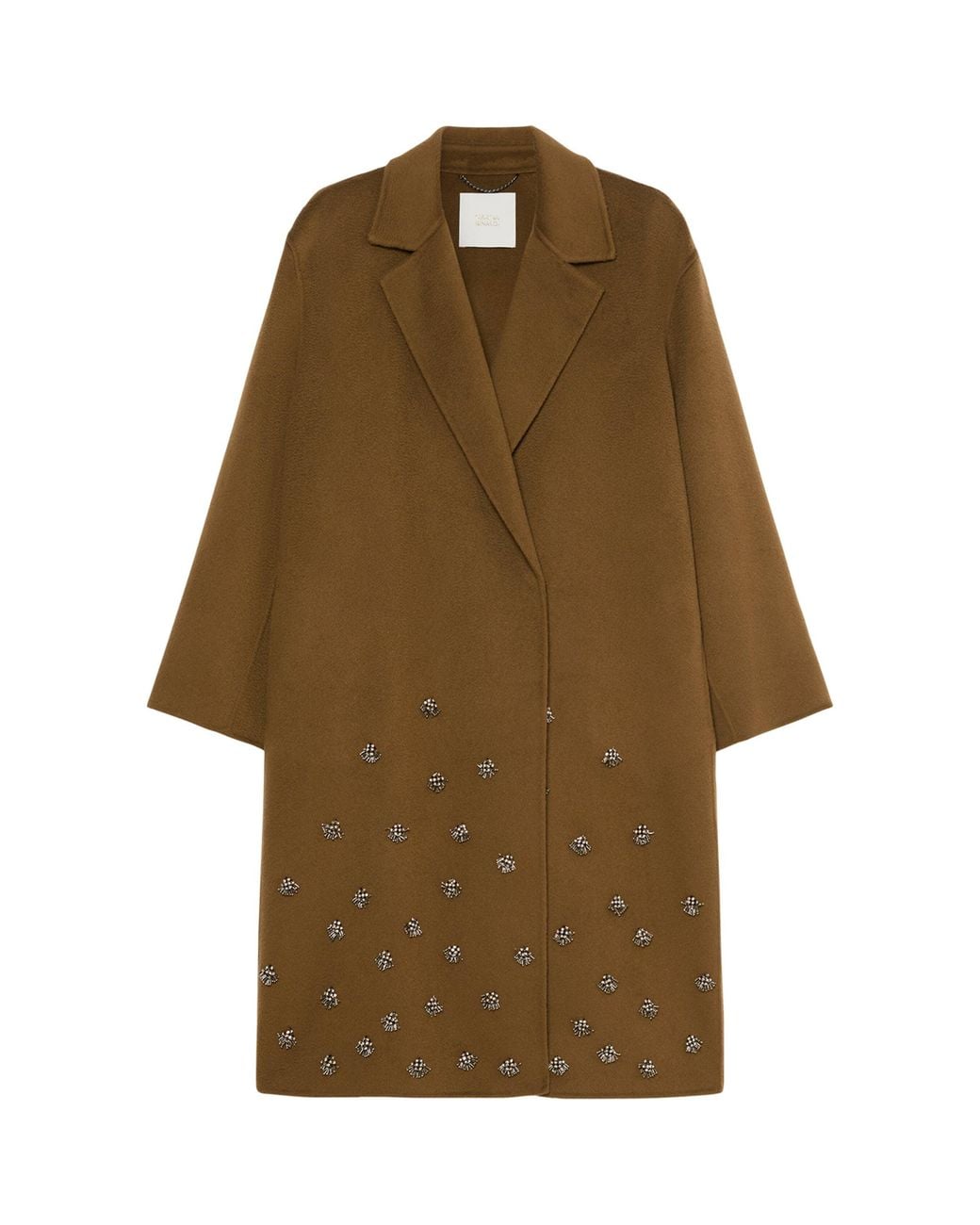 Marina Rinaldi Brown Virgin Wool Embellished Coat