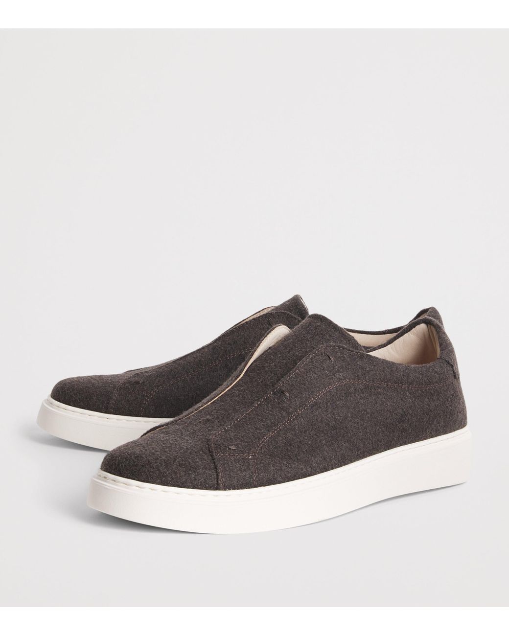 Eleventy Brown Flannel Slip-On Sneakers for men