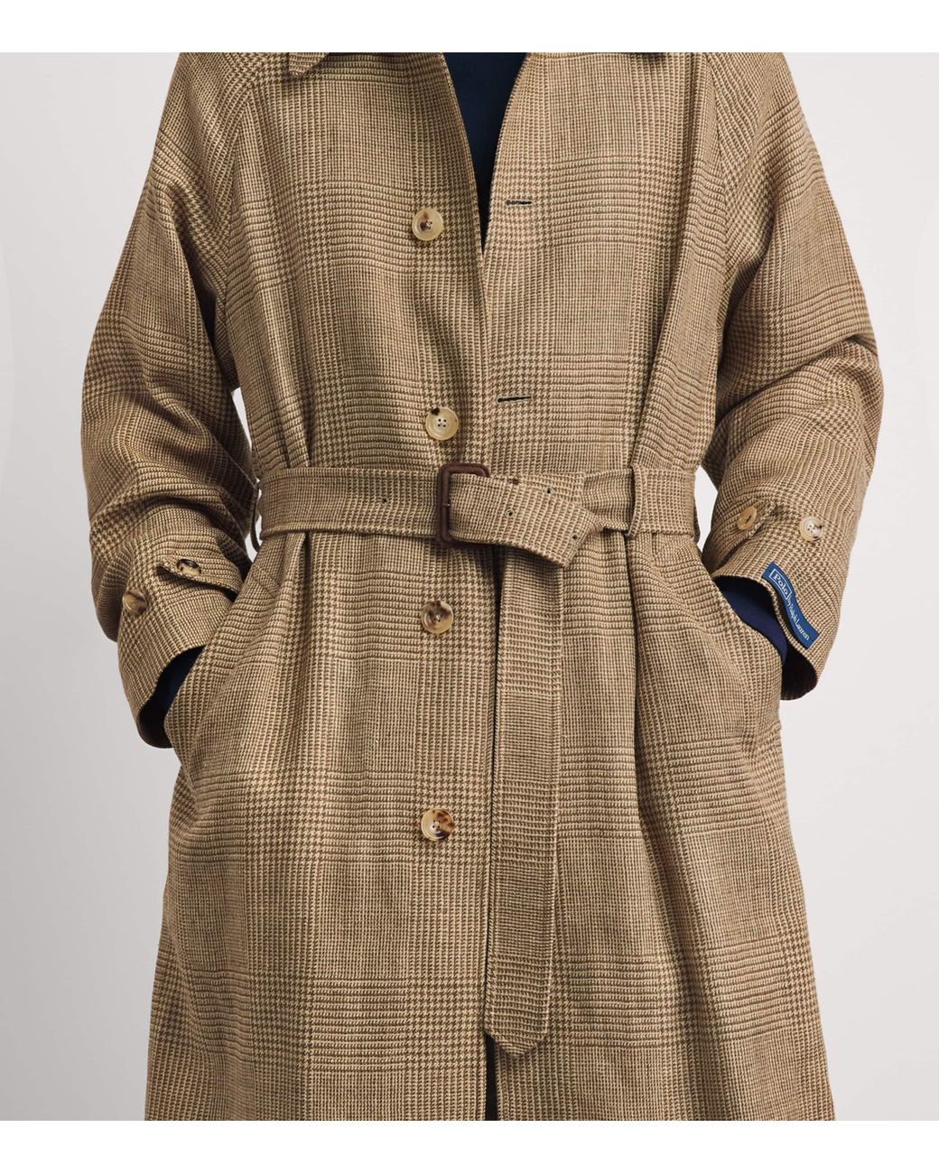 Polo Ralph Lauren Natural Silk-Linen-Wool Glen Plaid Overcoat for men