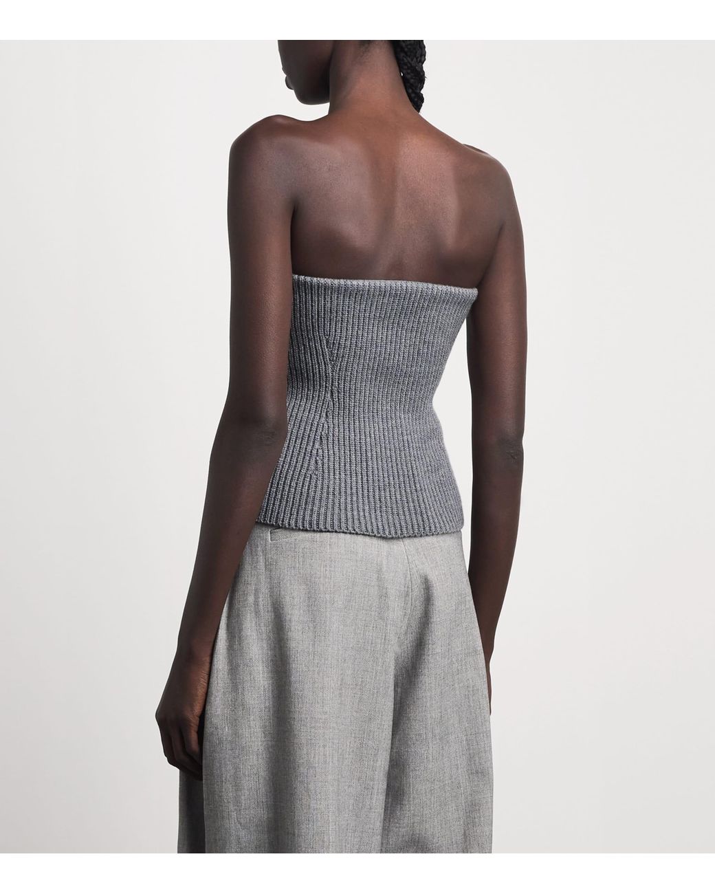 Jil Sander Gray Wool-Blend Bustier Top
