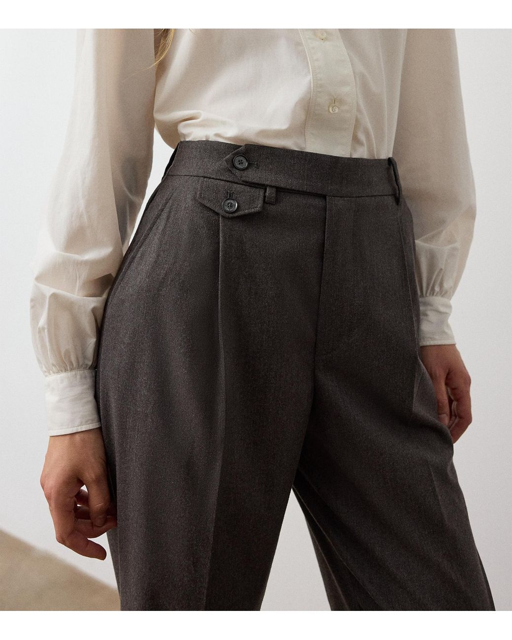 Ralph Lauren Gray Wool-Blend Straight Trousers