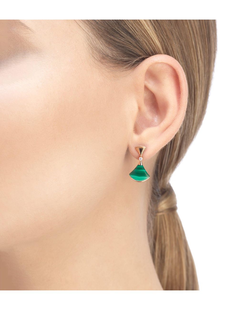 BVLGARI Green Yellow Gold, Diamond And Malachite Divas' Dream Earrings