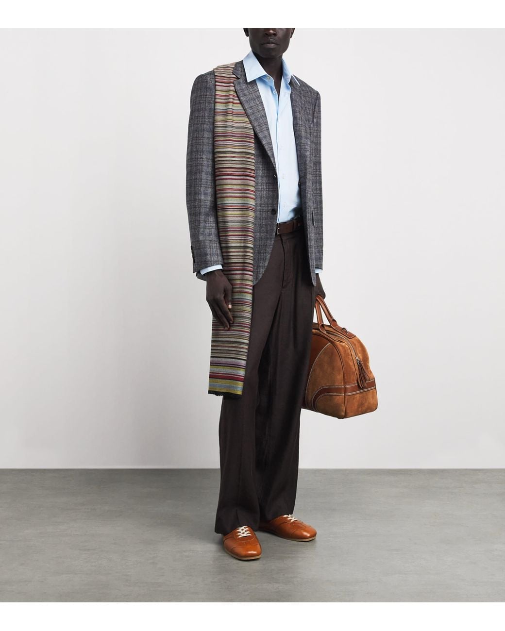 Paul Smith Brown Wool-Silk Signature Stripe Scarf for men