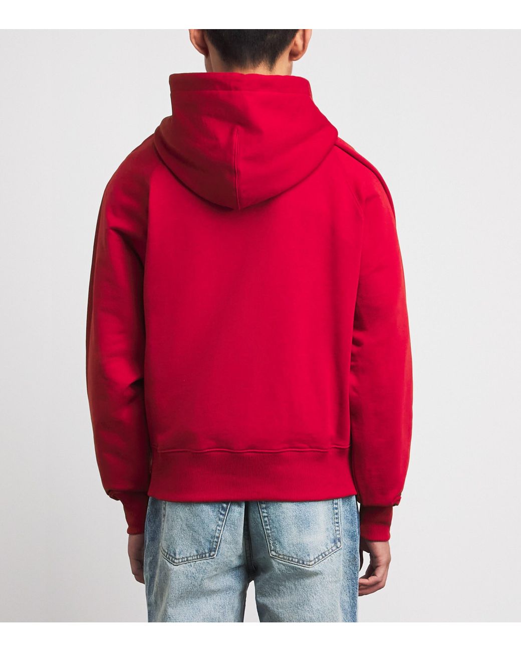 AMI Red Cotton Logo Hoodie for men