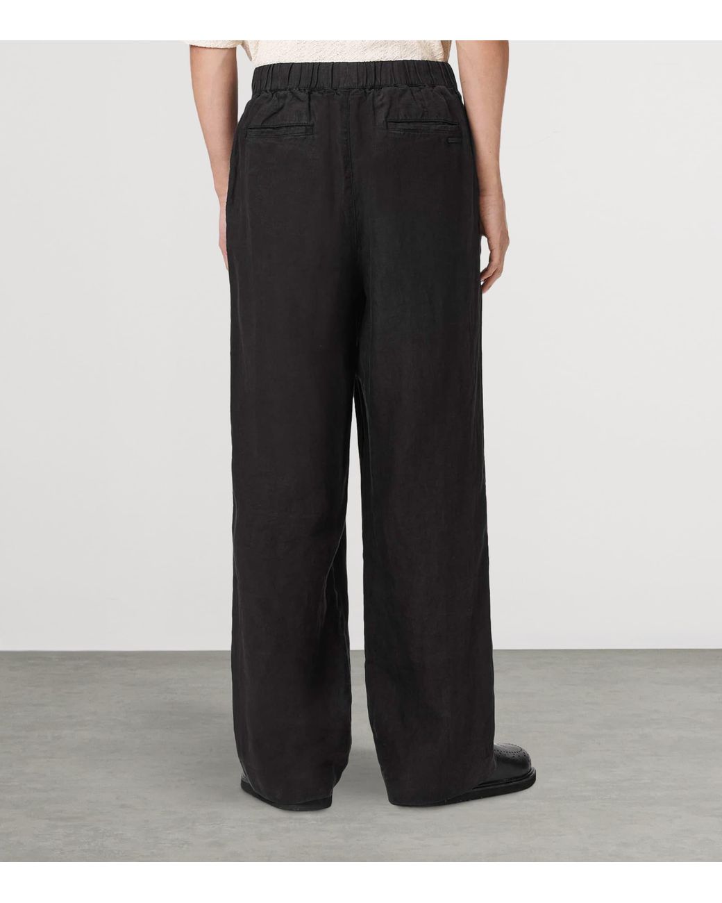 AllSaints Black Linen Sharp Trousers for men