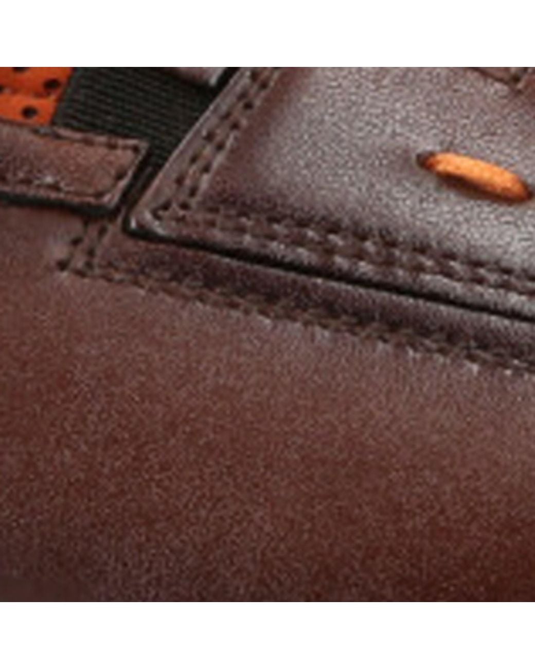 Santoni Brown Leather Easy Penny Loafers for men