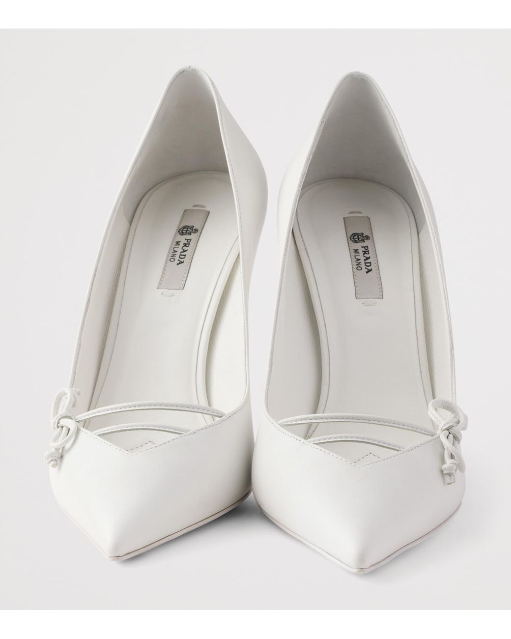 Prada White Leather Bow-Detail Pumps 100