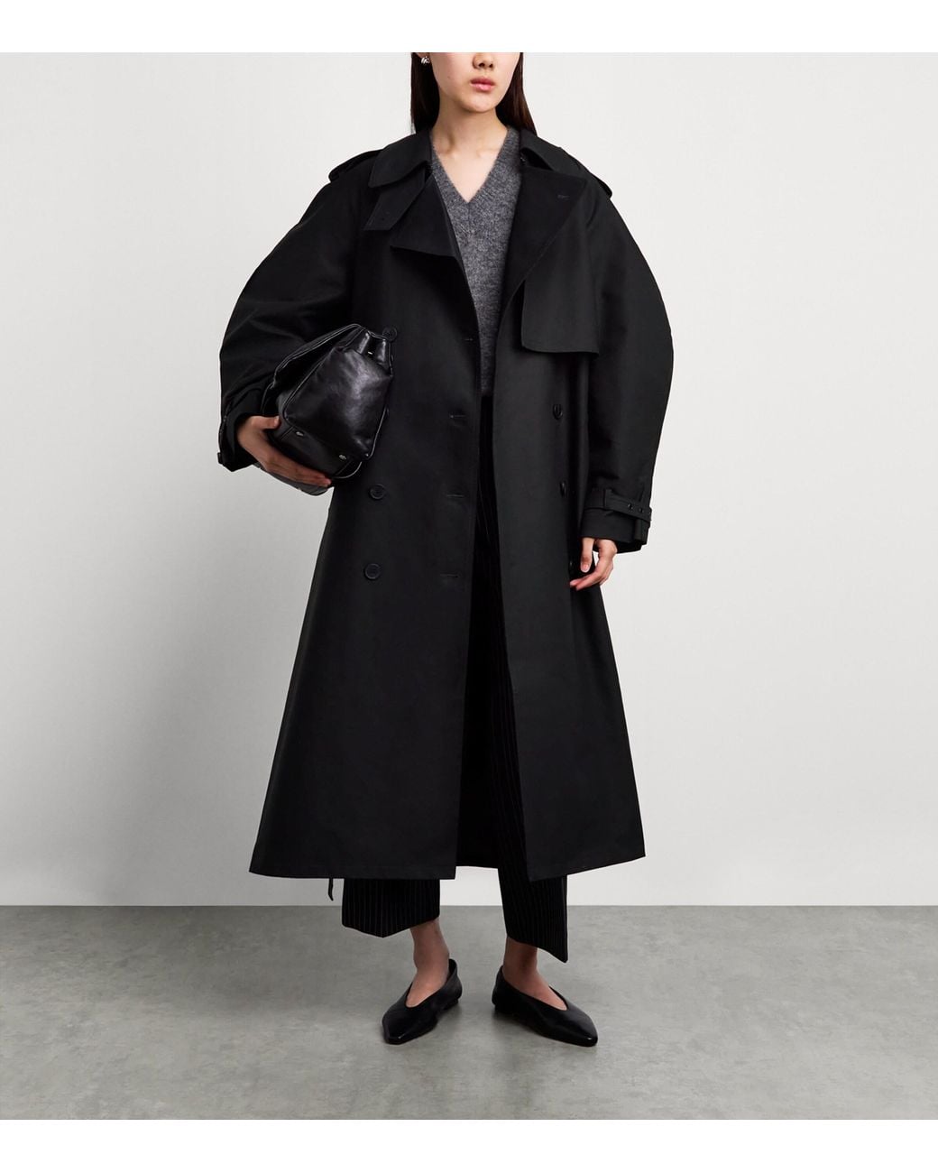 Anine Bing Black Cotton Pascale Trench Coat