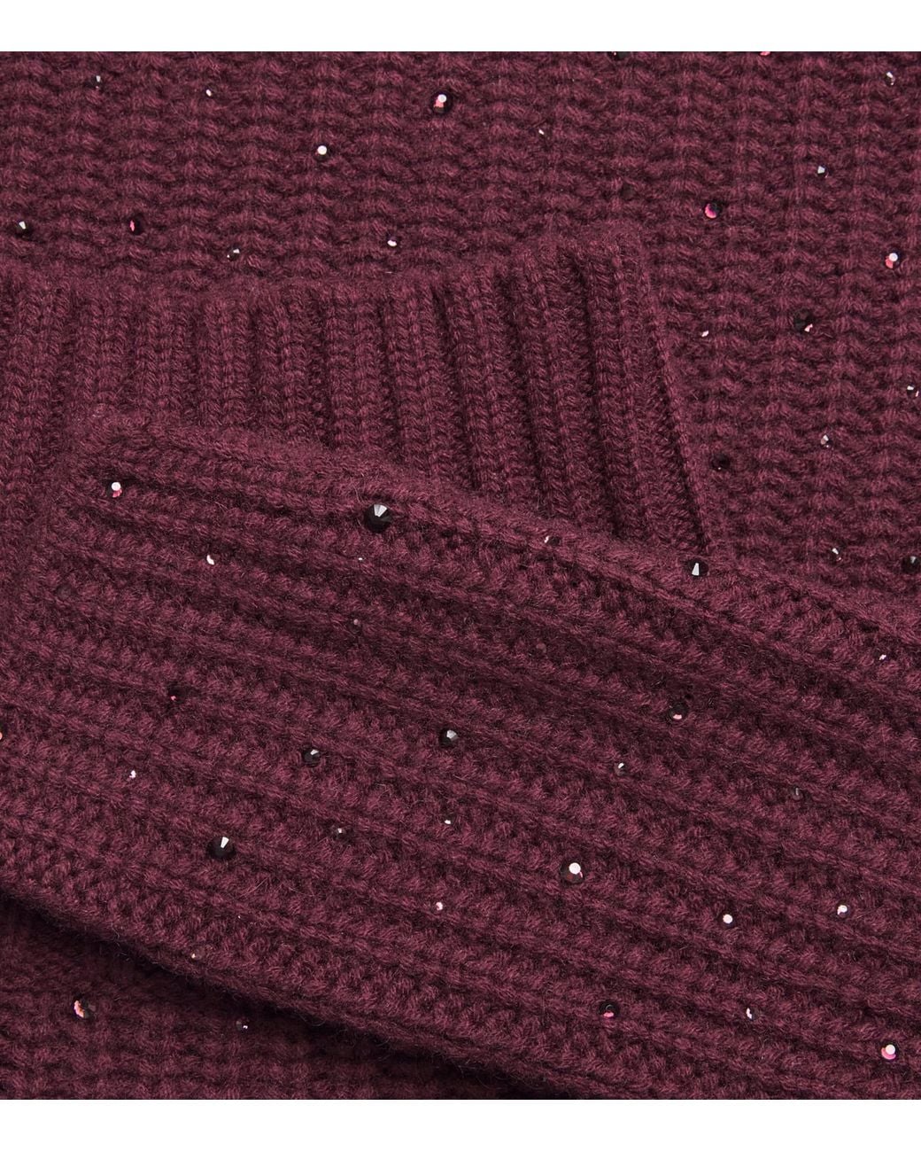 Allude Purple Wool-Cashmere Crystal-Embellished Sweater