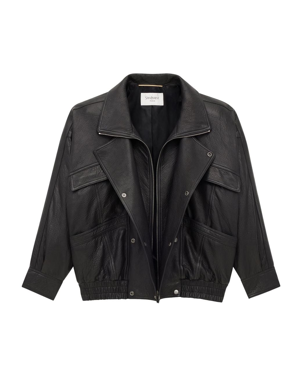 Saint Laurent Black Leather Bomber Jacket