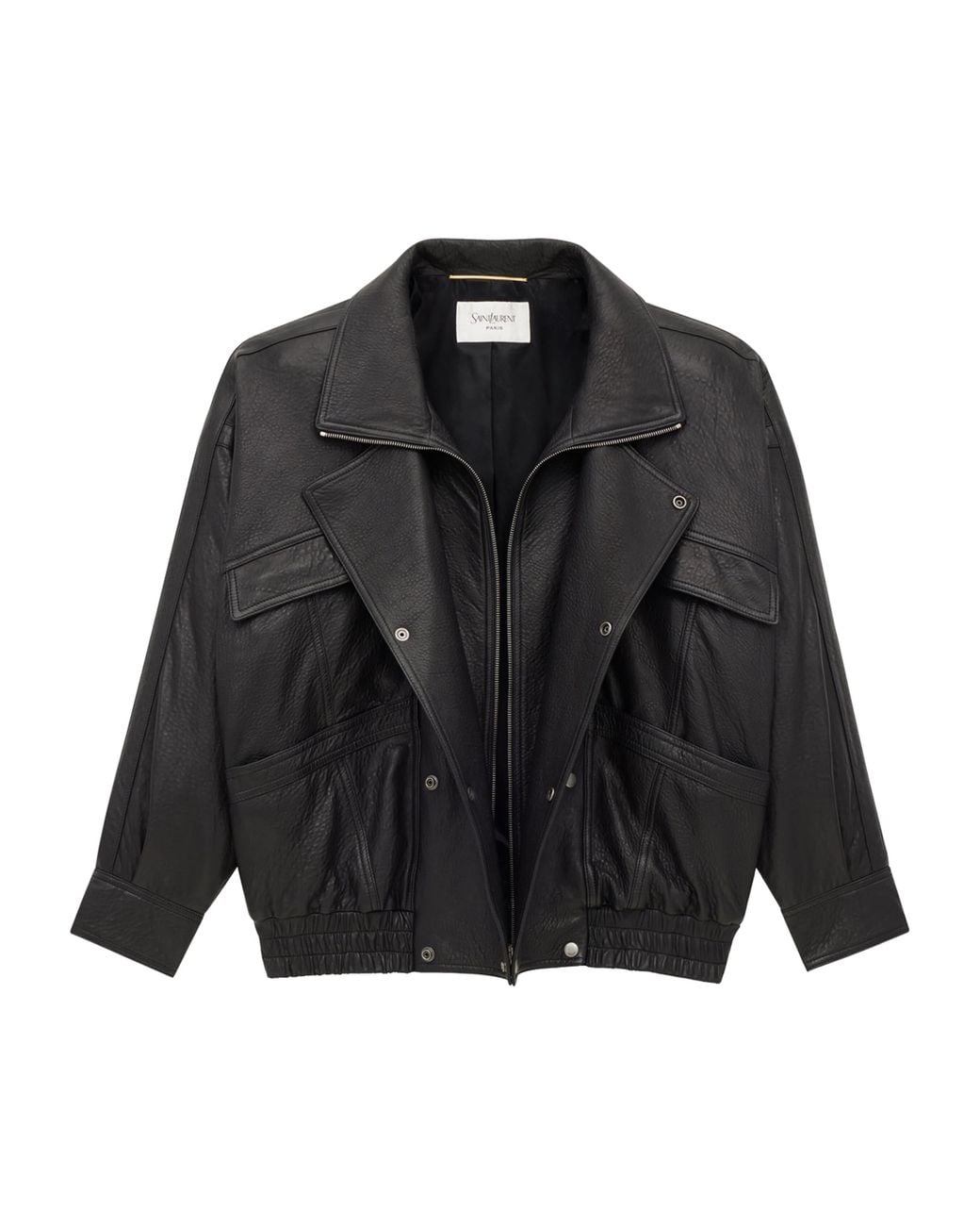Saint Laurent Black Leather Bomber Jacket