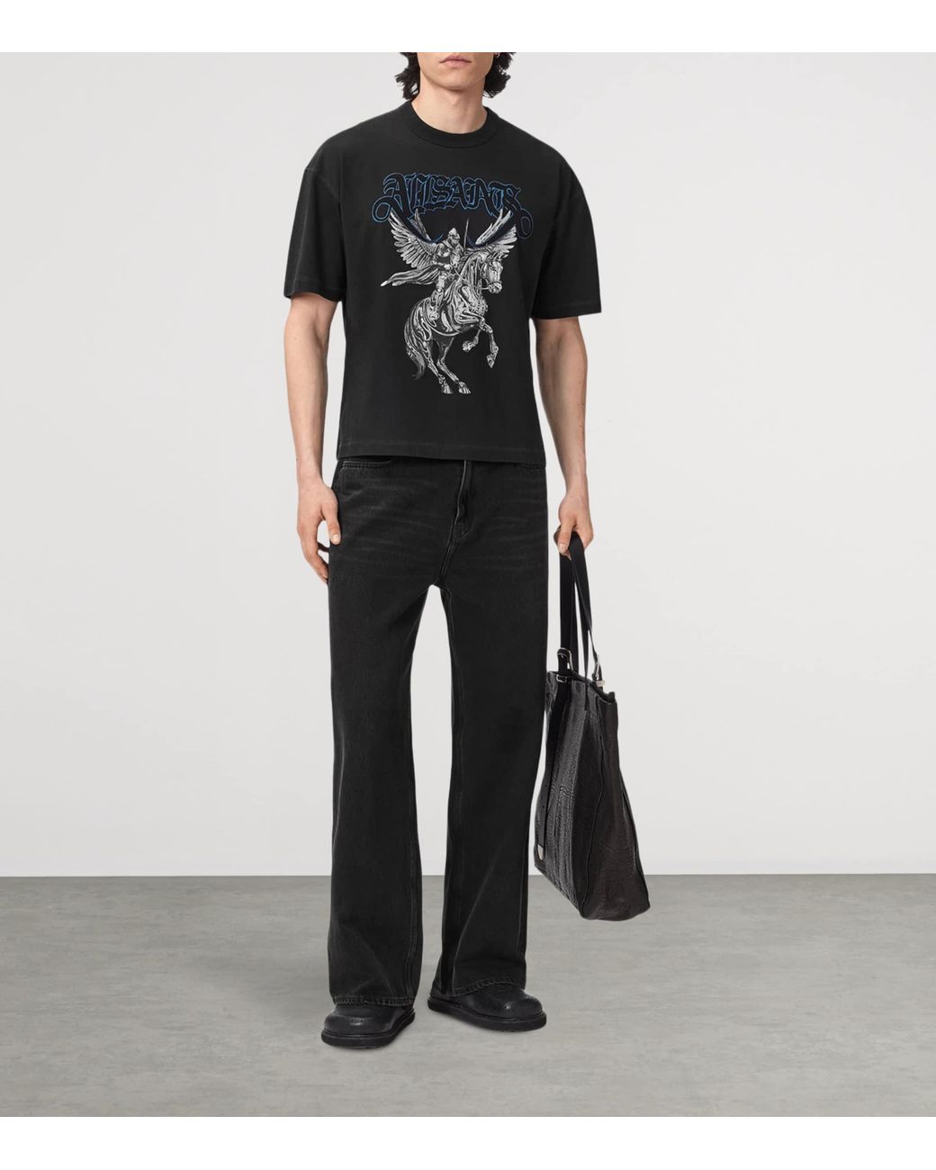 AllSaints Black Seraph Graphic T-Shirt for men