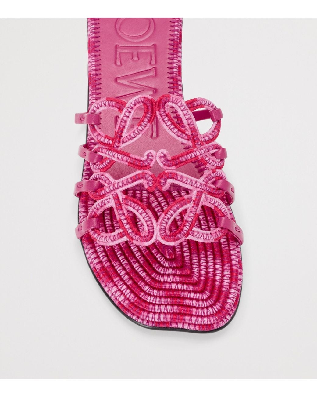 Loewe Pink X Paula's Ibiza Leather Embroidered Petal Anagram Slides