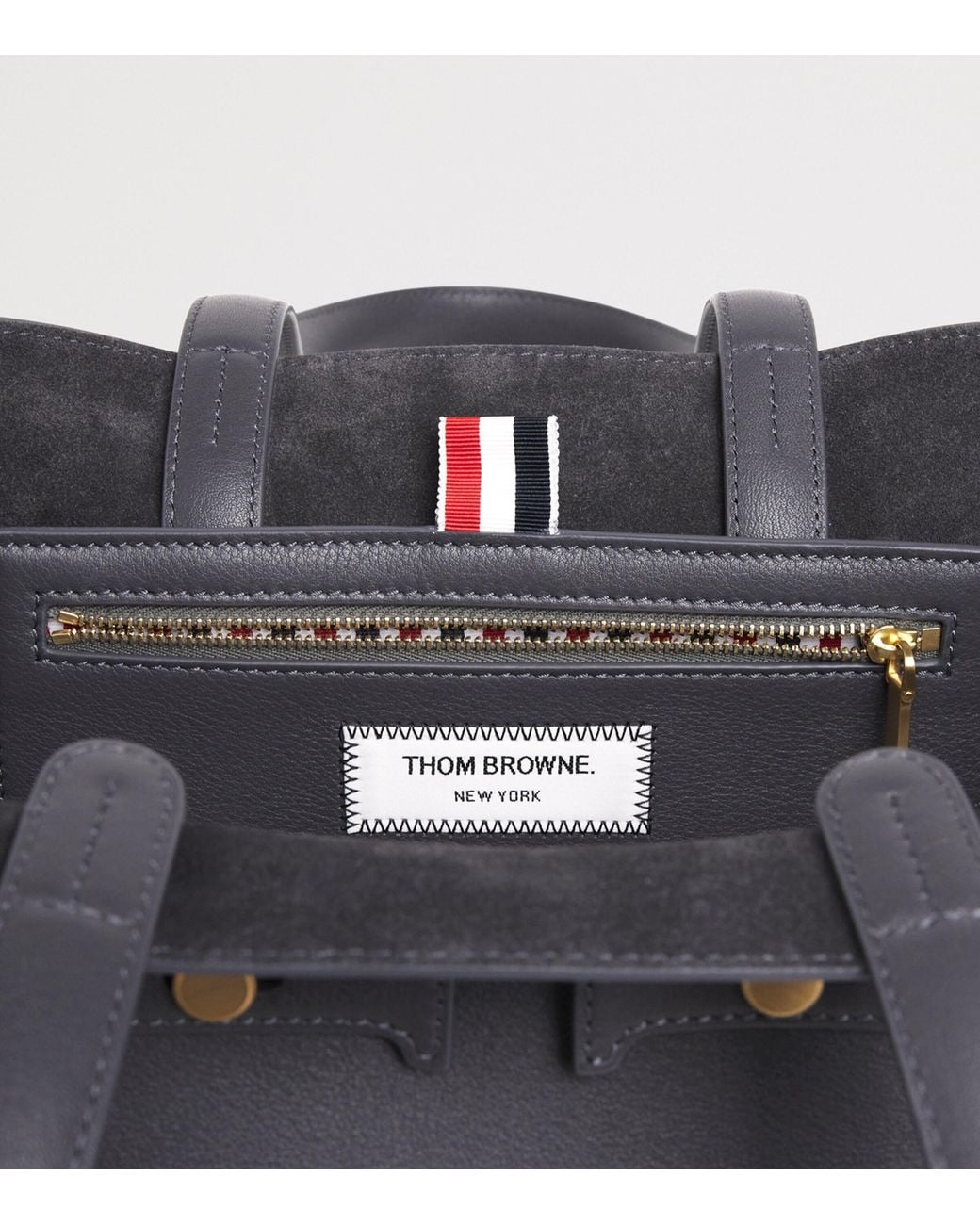 Thom Browne Black Leather Cabas Tote Bag