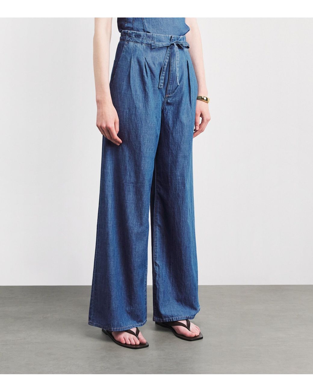 PAIGE Blue Drawstring Ingrid Wide-Leg Jeans