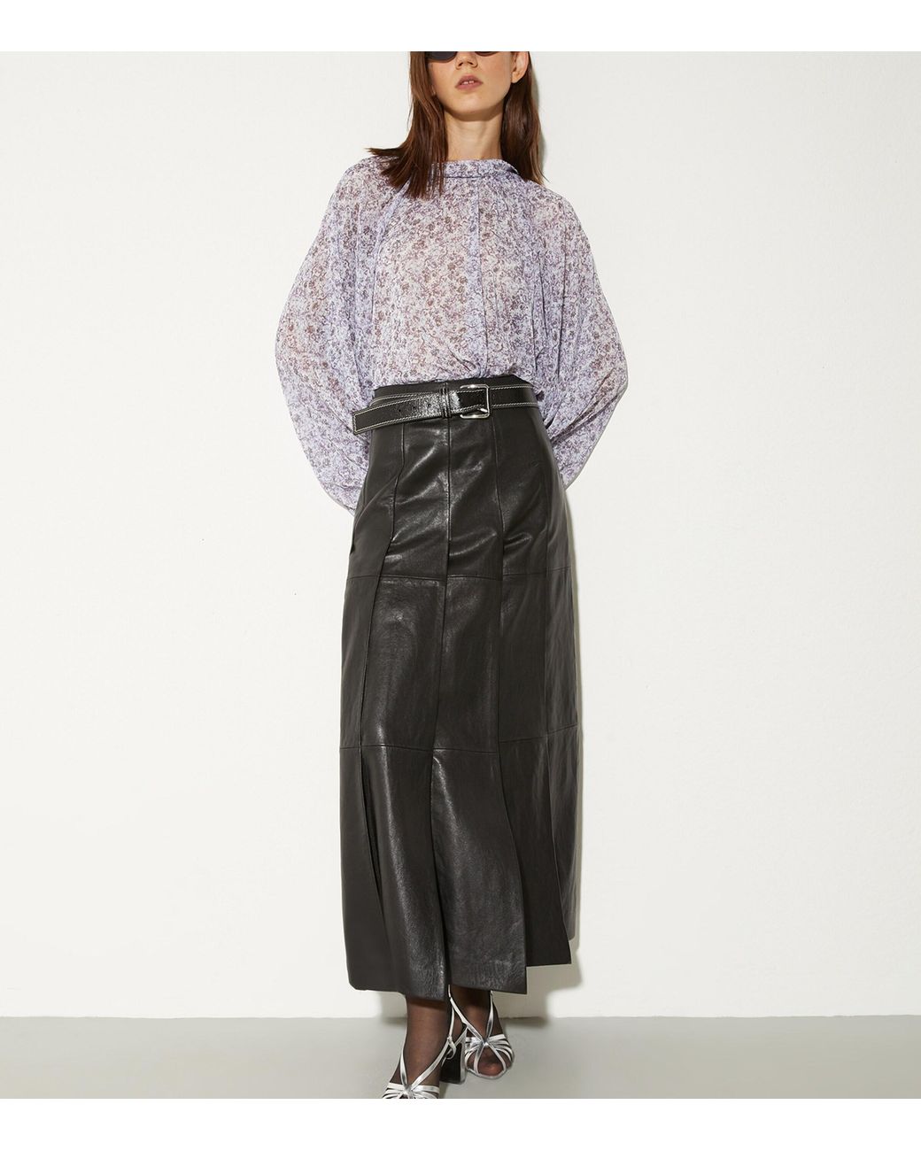 MAX&Co. Purple Crepe Printed Blouse