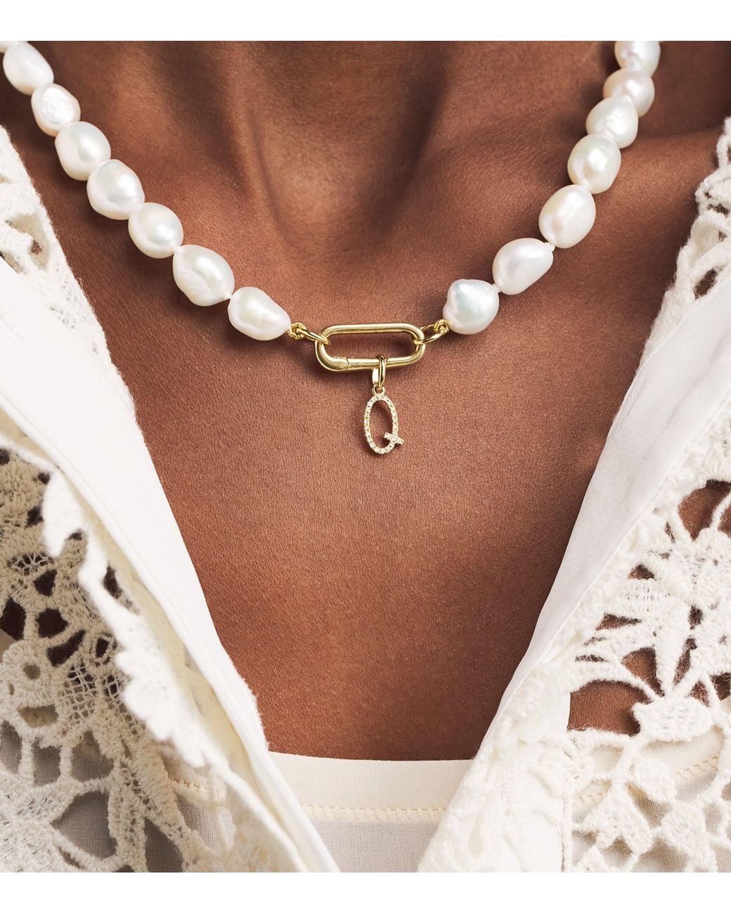 Rosa De La Cruz Natural And Diamond Q Initial Pendant