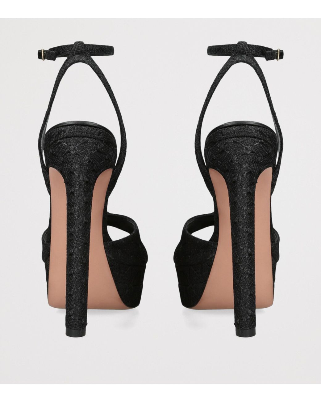 Aquazzura Black Leather Divine Sandals 130