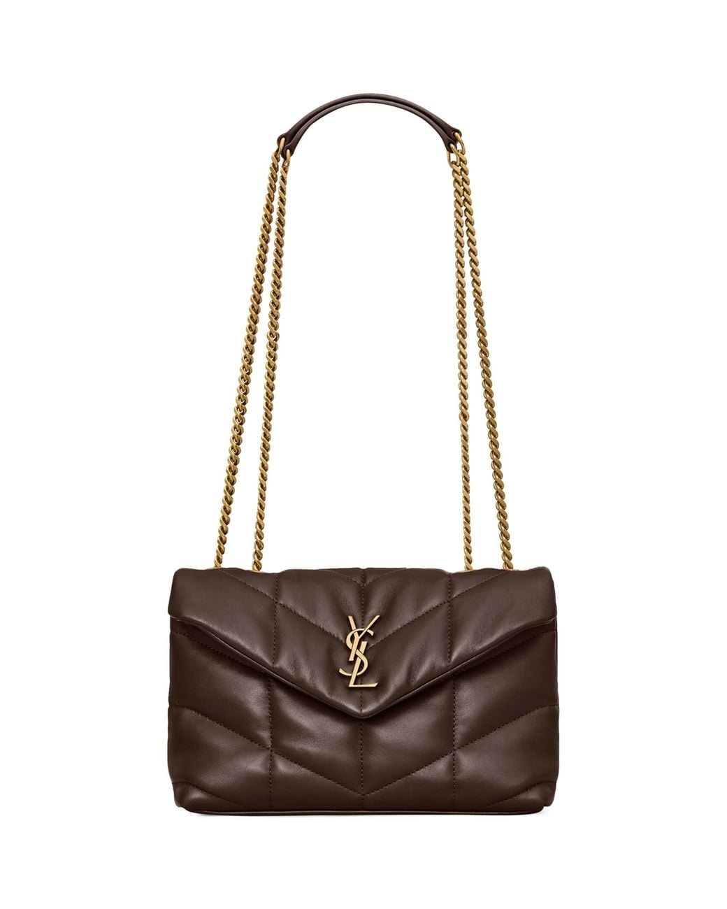 Saint Laurent Brown Toy Loulou Puffer Shoulder Bag