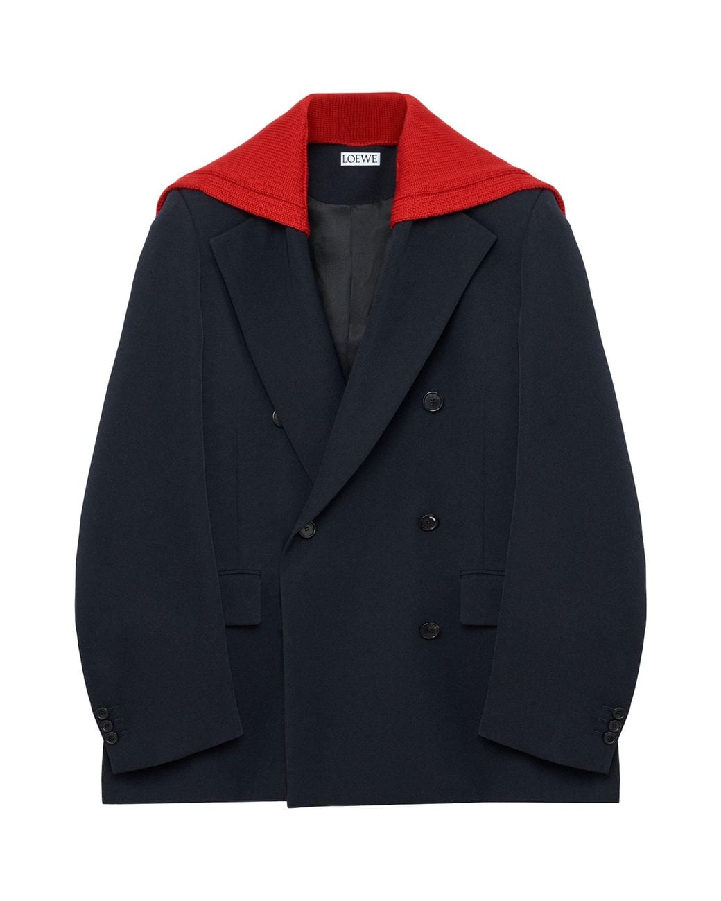 Loewe Blue Wool Knitted-Overlay Blazer