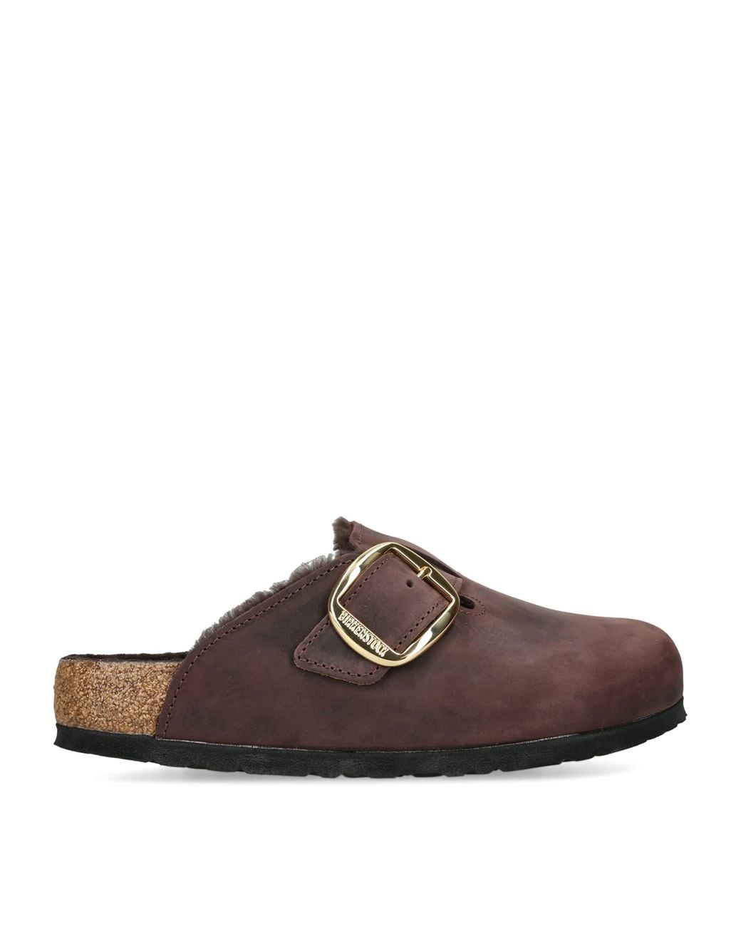 Birkenstock Brown Leather Shearling-Lined Boston Clogs
