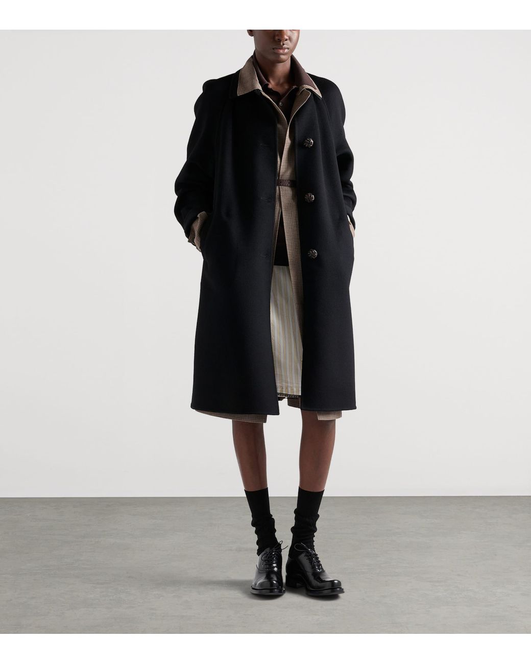 Prada Black Wool-Cashmere Single-Breasted Coat