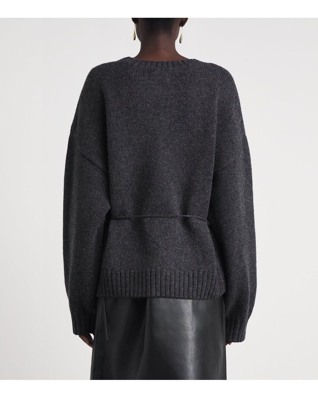 St. Agni Black Merino Wool Belted Sweater