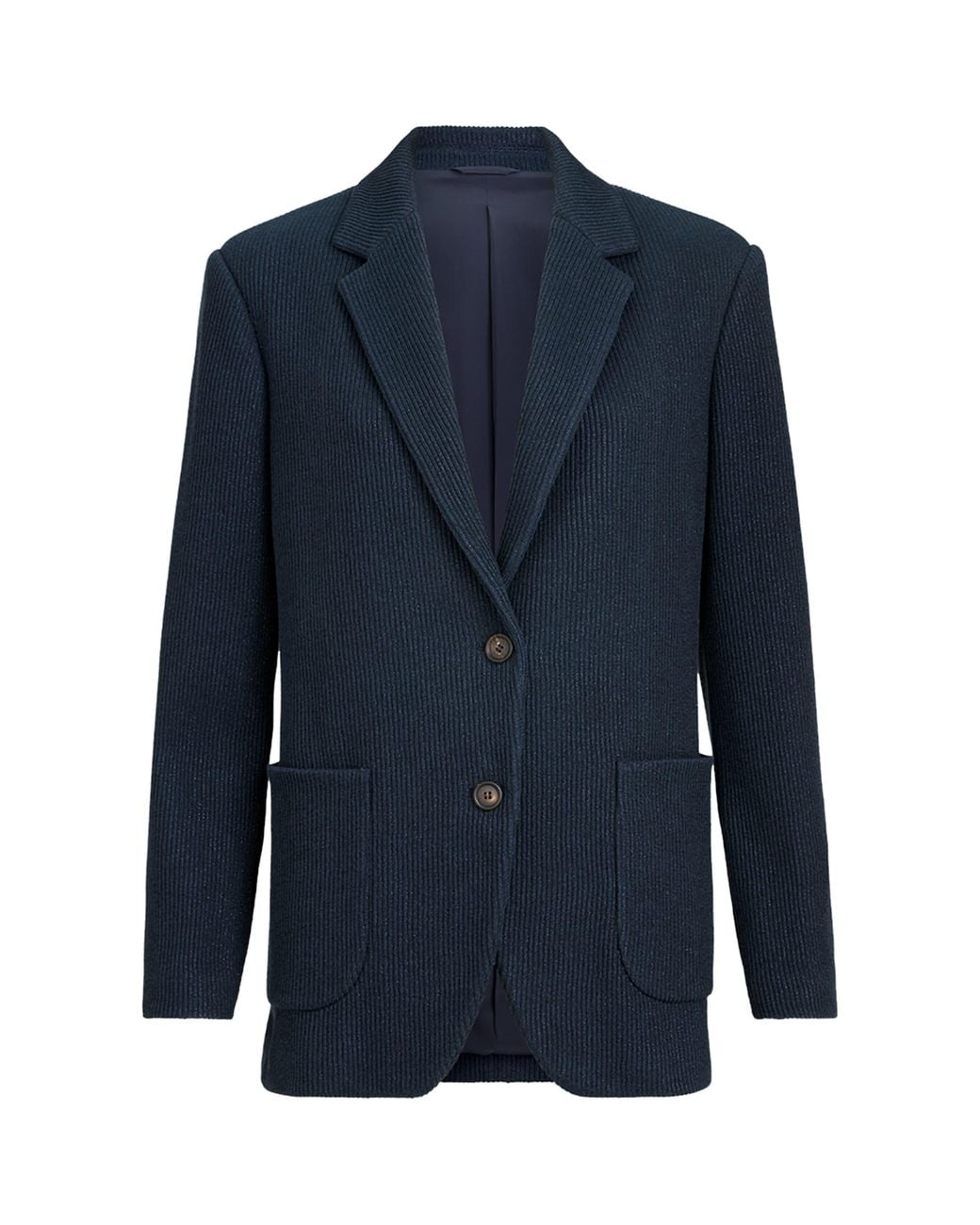 Brunello Cucinelli Blue Corduroy Single-Breasted Blazer
