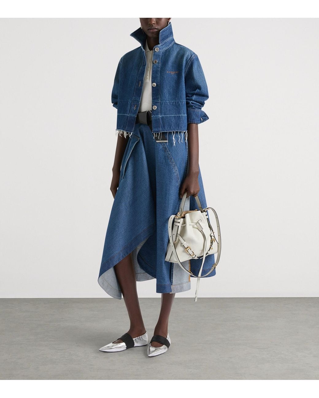Givenchy Blue Frayed Denim Shirt
