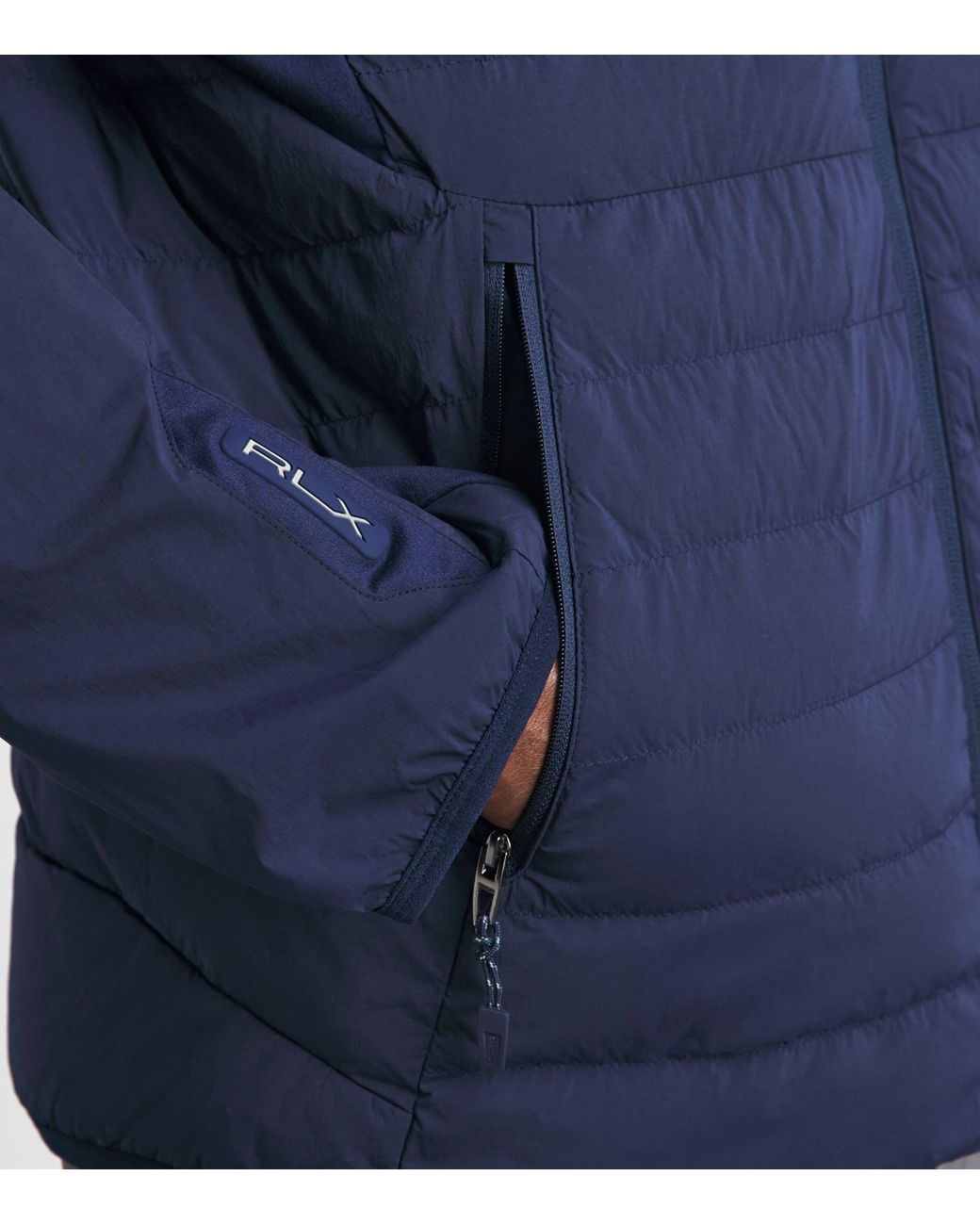 Ralph Lauren Blue Padded High-Neck Zip-Up Jacket for men