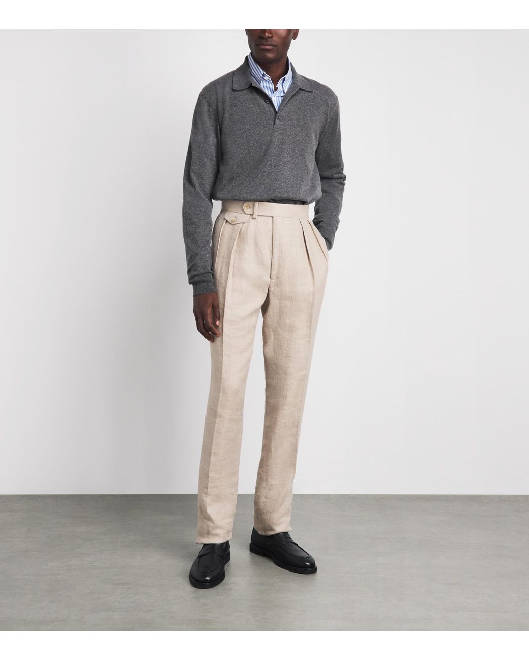 Ralph Lauren Gray Cashmere Polo Sweater for men