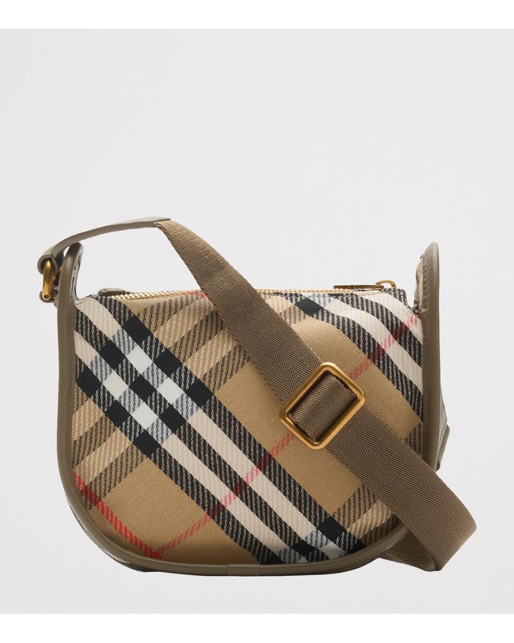 Burberry Brown Mini Check B Clip Messenger Bag