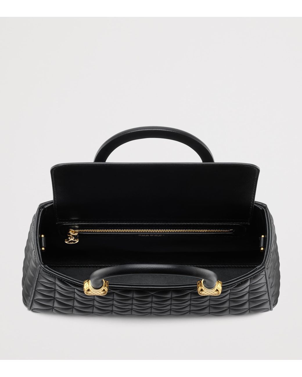 BVLGARI Black Leather Serpentine Duo Top-Handle Bag
